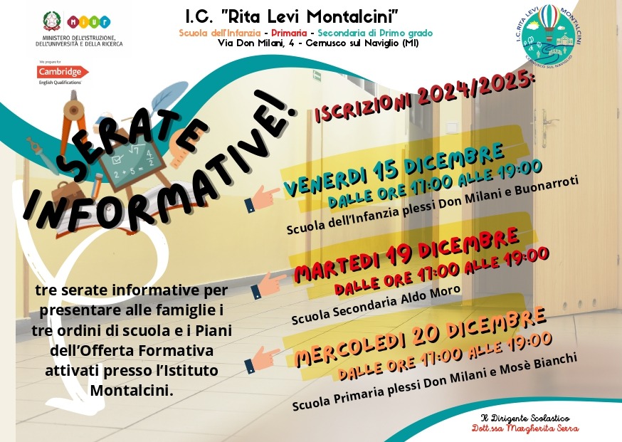 Serate informative per presentare l’Istituto Comprensivo Rita Levi Montalcini
